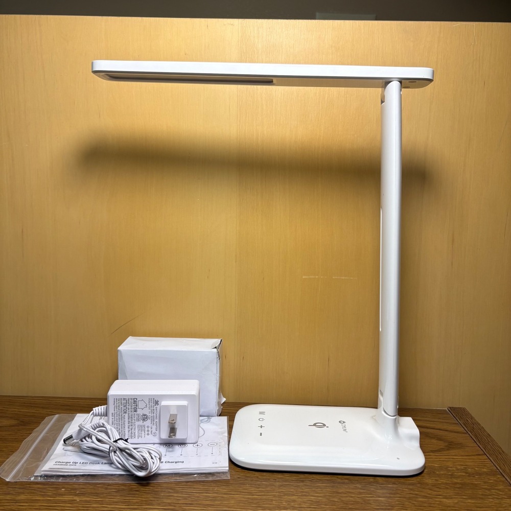 OttLite K10 Charge Up LED Desk Lamp Qi Wireless USB Charging White Open Box